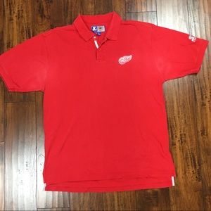Vintage Starter Men’s Detroit Redwings Polo Shirt Size L Red NHL Official.